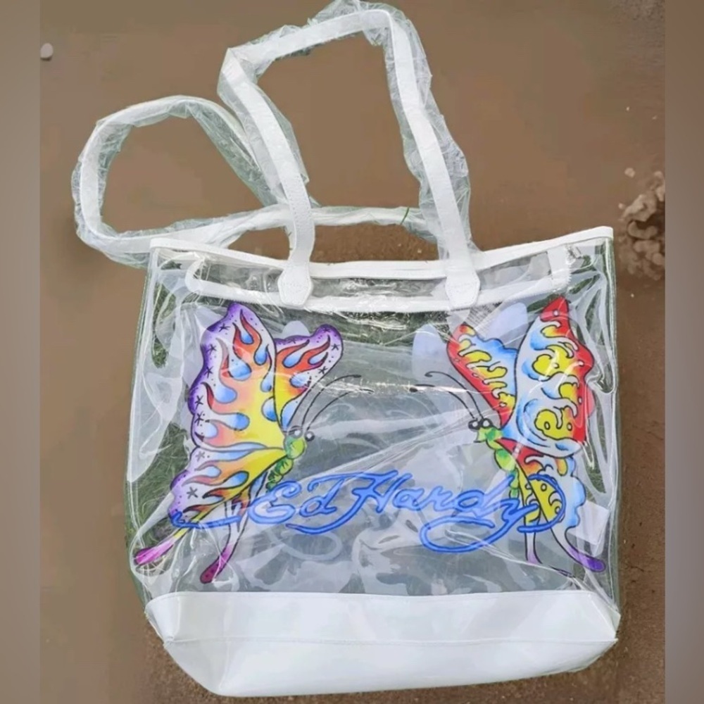 Ed Hardy Butterfly Clear Tote Bag NWT 🦋 MSRP $159 - Picture 12 of 16